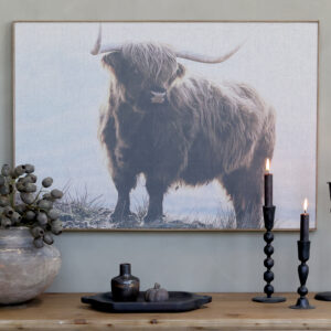 Kangastaulu härkä puisilla kehyksillä 53 x 77 cm Chic Antique