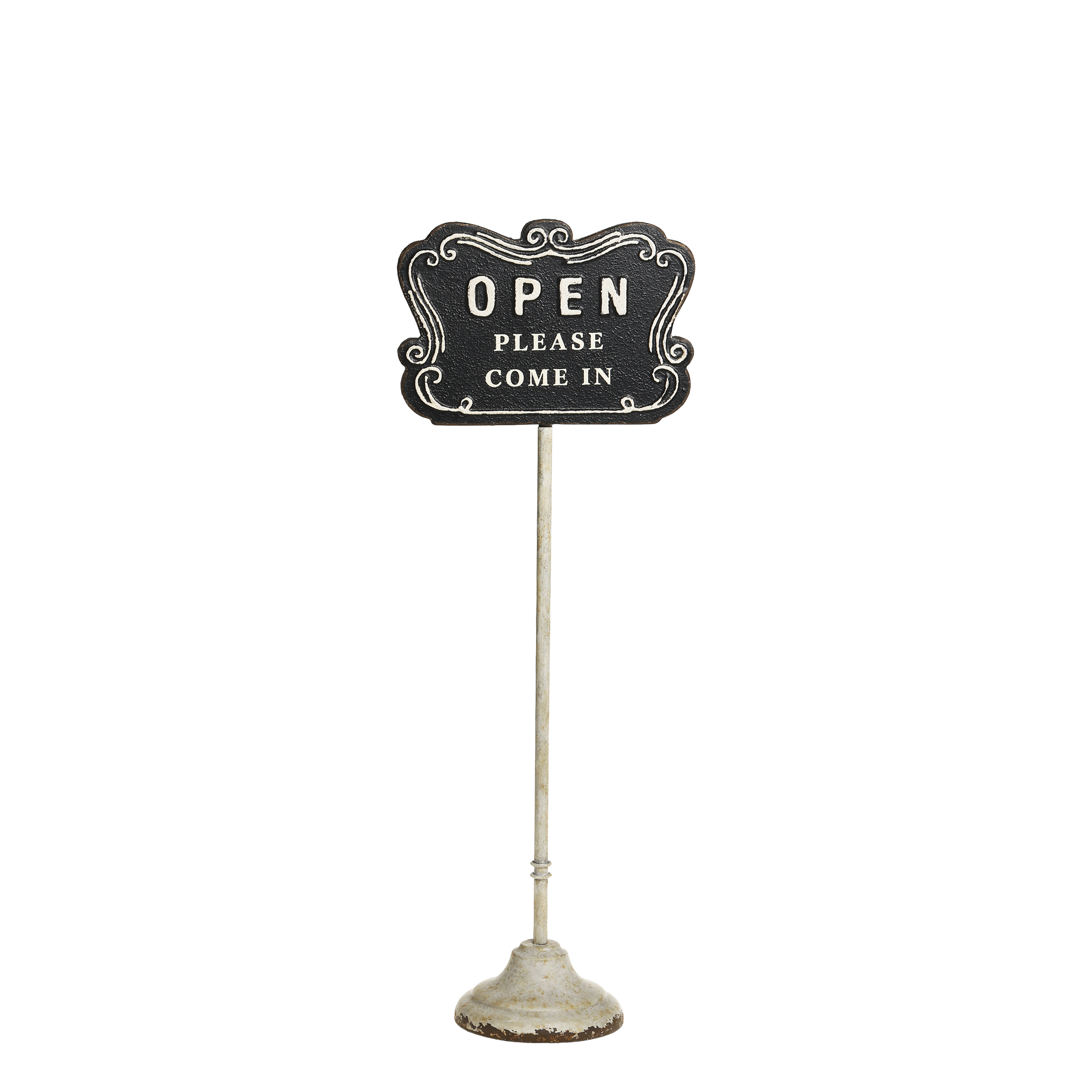 Metallikyltti open/closed antiikinvalkoinen/musta 70 cm Chic Antique - Image 5