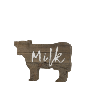 Puinen lehmäkoriste tekstillä milk Chic Antique